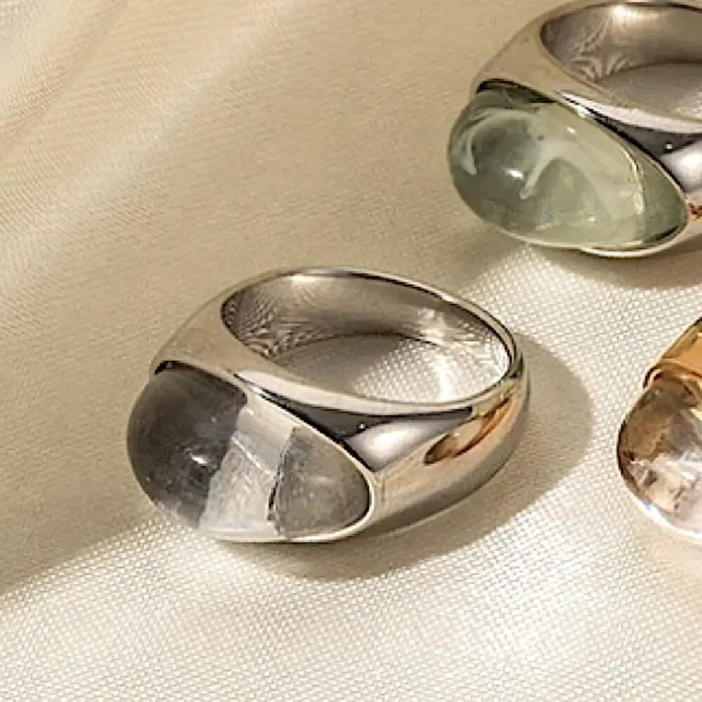 Spectra 18k gold classic fashion inlaid gemstone design simple style ring